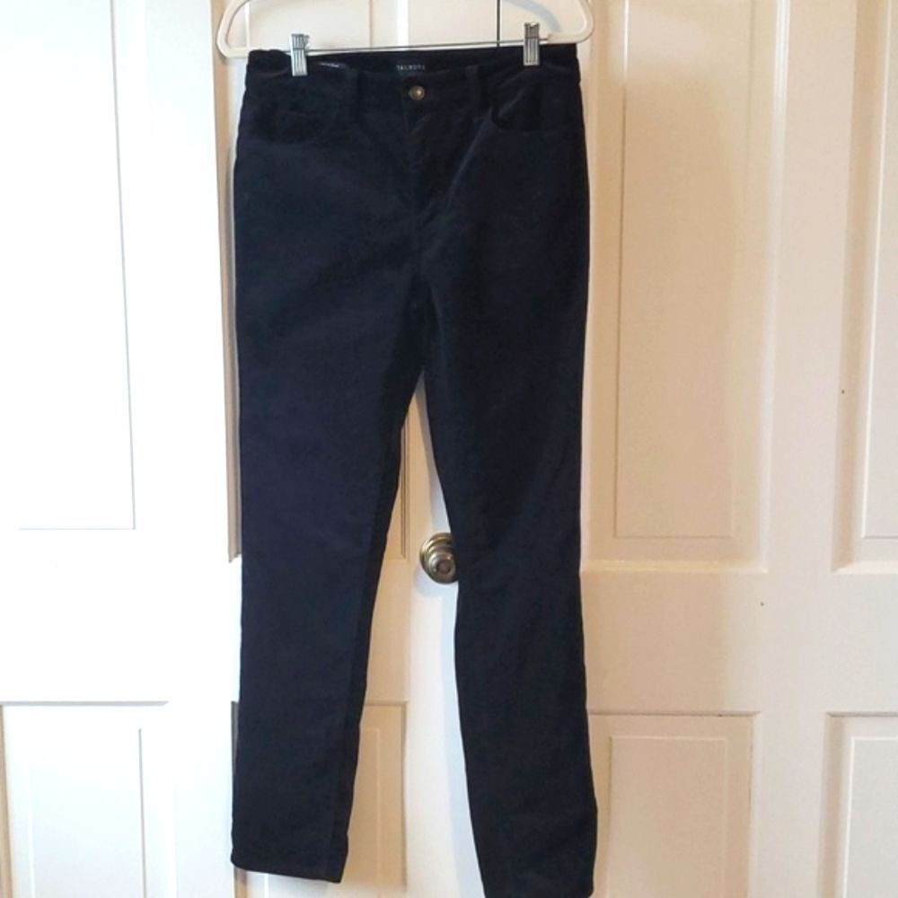 TALBOTS VELVETEEN STRAIGHT LEG PANTS HIGH WAISTED STRETCH COTTON BLACK SIZE 4
